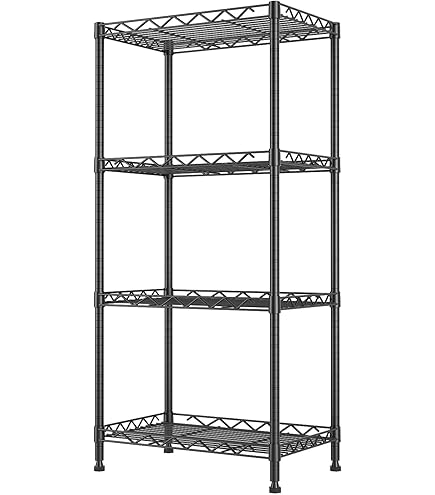 Amazon｜4段 スチールラック ブラック 全体耐荷重200kg 幅60×奥行35×高